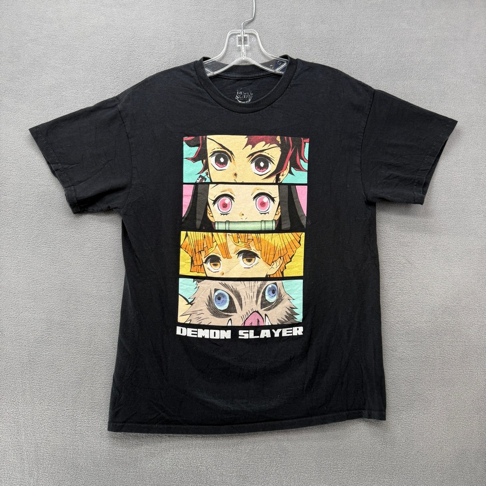 Demon Slayer Anime T-Shirt Black Tanjiro Nezuko Zenitsu Inosuke Junior Slim M